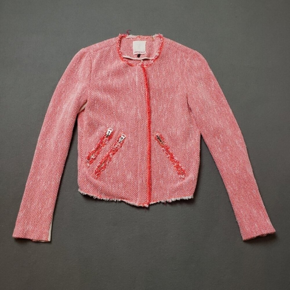 Rebecca Taylor Neon Tweed Jacket In Coral Size 4